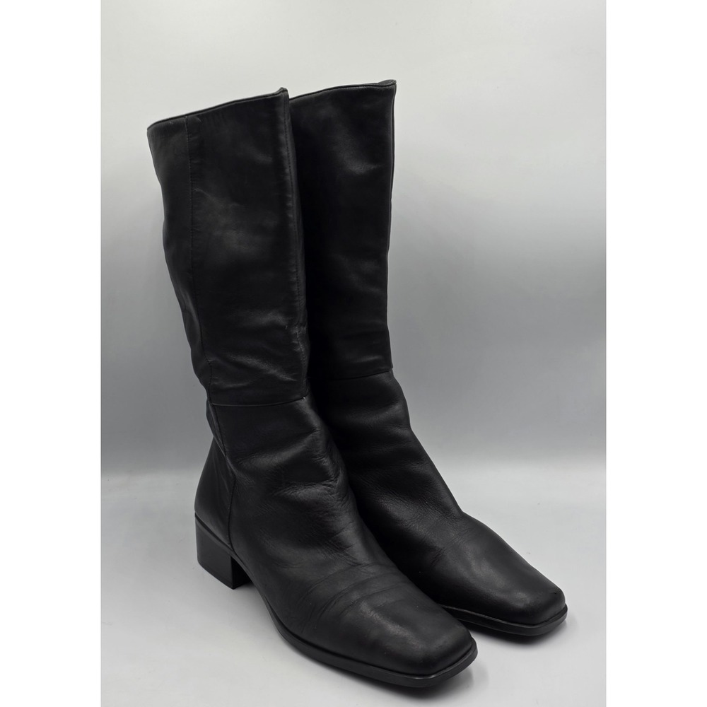 Connie Riley Women's Black Leather Boots Size 9M Brazil Style 94247-2